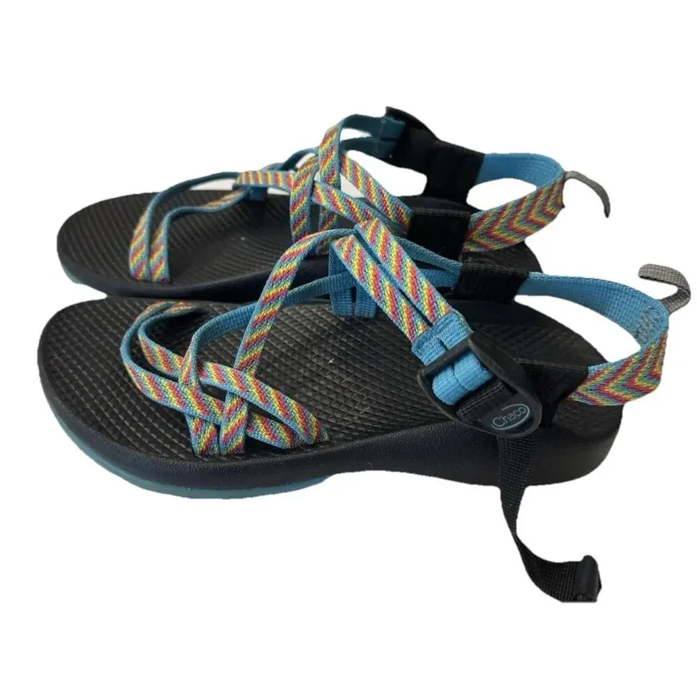 Chaco ZX/2 Yampa Fiesta Rainbow Sandals Girls Size 4 Dual Strap Toe Loop Hiking